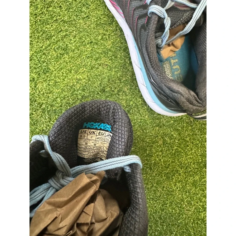 Hoka One One Clifton 4 Womens Running Shoes Grey Pink 1016724 CRAS Size 8.5